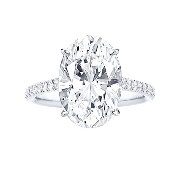 💥Crystal Pure Big Oval Zircon Thin Wedding Clear Rings for Women,MARR9177 - Picture 1 of 7